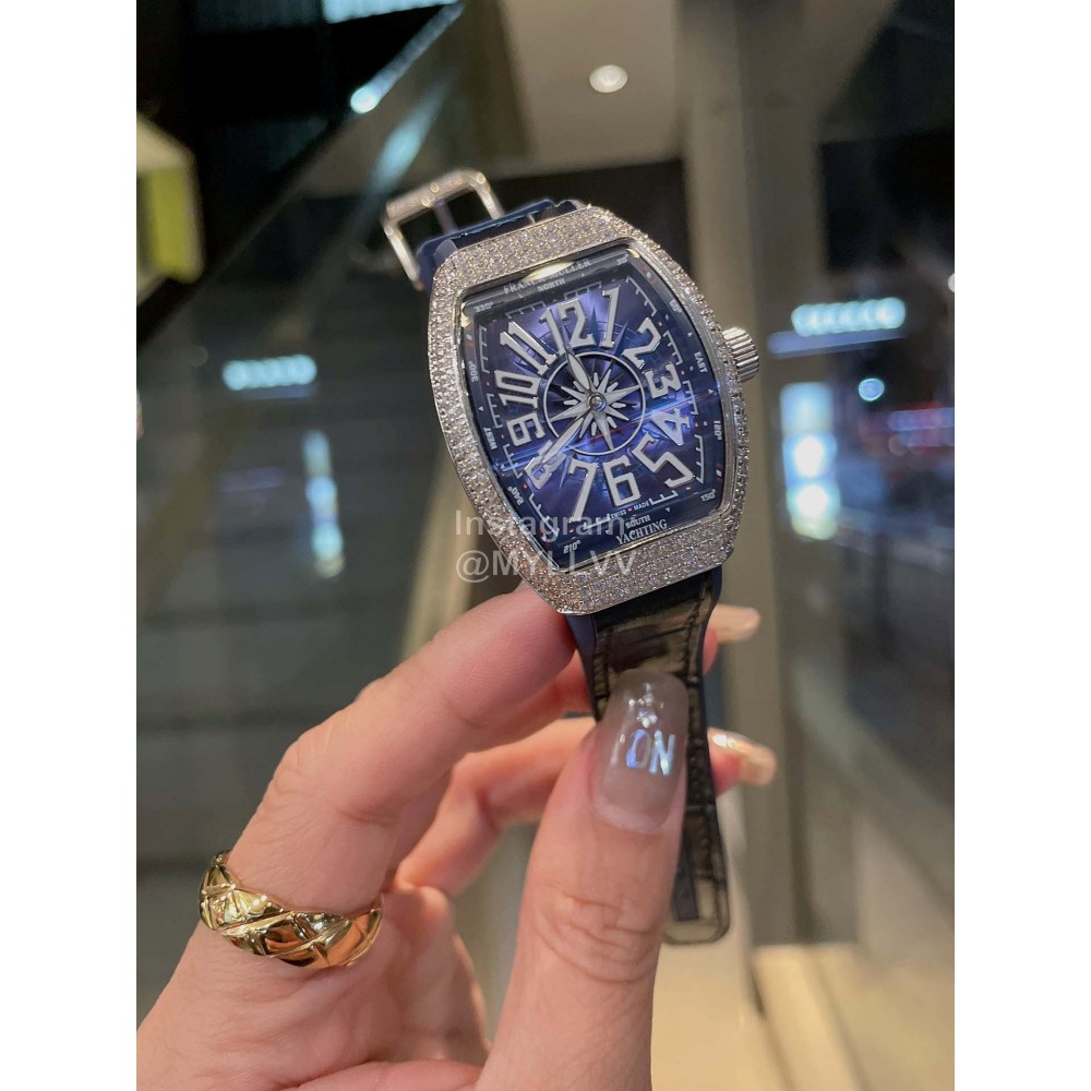 Franck Muller Roman Numeral Dial Rubber Leather Belt Watch 