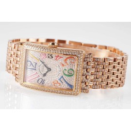 Franck Muller Abf Factory Square Diamond Dial Steel Strap Watch