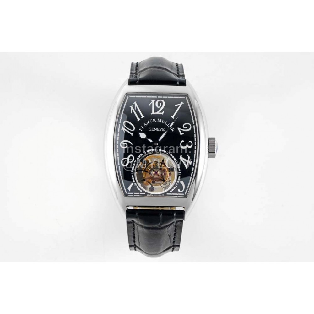 Franck Muller 316l Fine Steel Case Cowhide Strap Watch Black