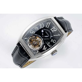 Franck Muller 316l Fine Steel Case Cowhide Strap Watch Black