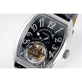 Franck Muller 316l Fine Steel Case Cowhide Strap Watch Black