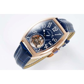 Franck Muller 316l Fine Steel Case Navy Cowhide Strap Watch