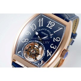 Franck Muller 316l Fine Steel Case Navy Cowhide Strap Watch