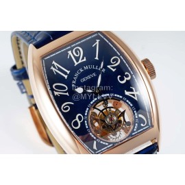 Franck Muller 316l Fine Steel Case Navy Cowhide Strap Watch