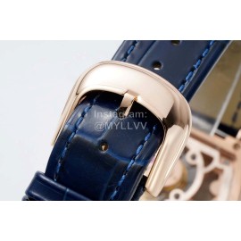 Franck Muller 316l Fine Steel Case Navy Cowhide Strap Watch
