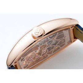 Franck Muller 316l Fine Steel Case Navy Cowhide Strap Watch