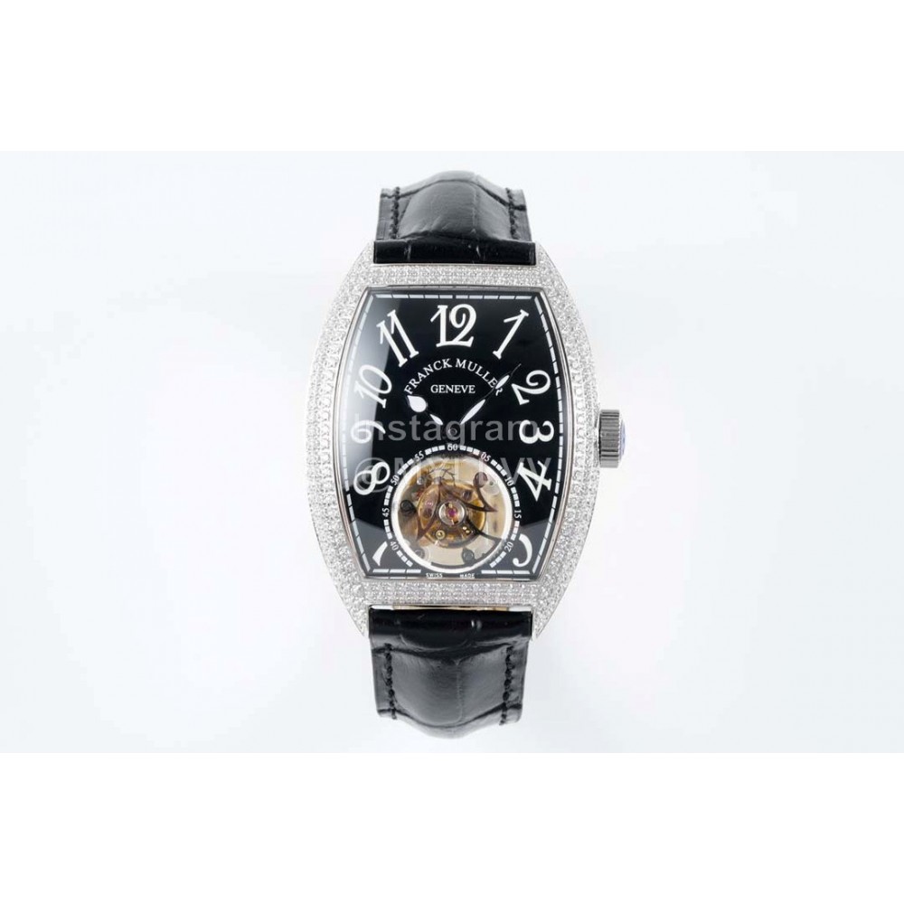 Franck Muller 316l Fine Steel Case Diamond Black Dial Watch