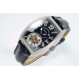 Franck Muller 316l Fine Steel Case Diamond Black Dial Watch