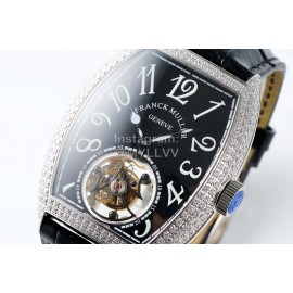 Franck Muller 316l Fine Steel Case Diamond Black Dial Watch