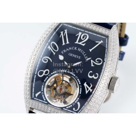 Franck Muller 316l Fine Steel Case Diamond Navy Dial Watch