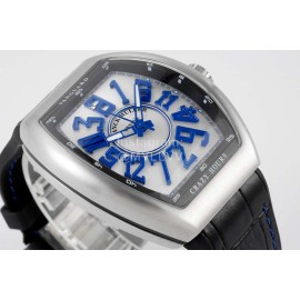 Franck Muller V45 Crazy Hour Series Art Deco Roman Numerals Dial Watch Blue