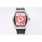Franck Muller V45 Crazy Hour Series Art Deco Roman Numerals Dial Watch Red