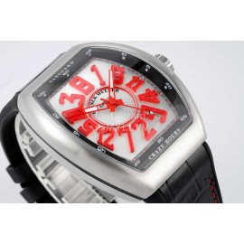 Franck Muller V45 Crazy Hour Series Art Deco Roman Numerals Dial Watch Red