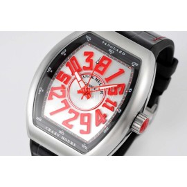 Franck Muller V45 Crazy Hour Series Art Deco Roman Numerals Dial Watch Red