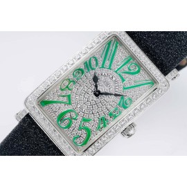 Franck Muller Long Island Series Diamond Square Dial Watch Green