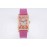Franck Muller Long Island Series Diamond Square Dial Purplish Red Strap Watch