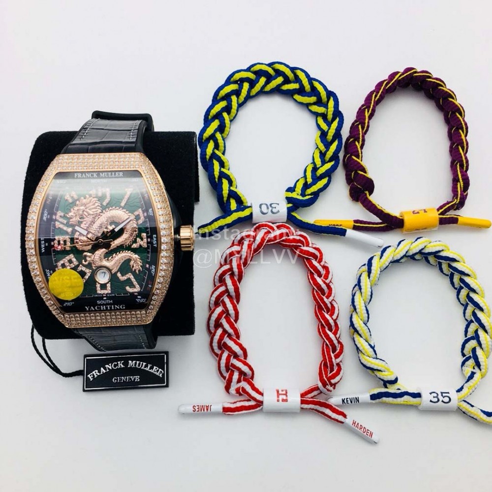 Franck Muller Vsf Factory Diamond Dragon Dial Watch Green