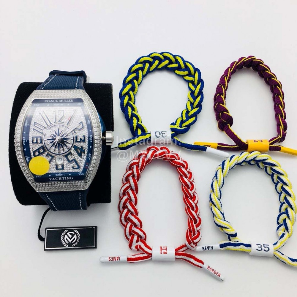 Franck Muller Vsf Factory Silver Diamond Dial Watch 