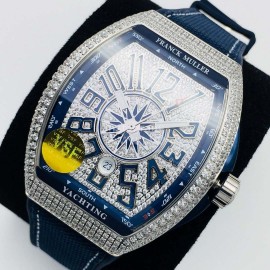 Franck Muller Vsf Factory Silver Diamond Dial Watch 