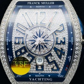 Franck Muller Vsf Factory Silver Diamond Dial Watch 