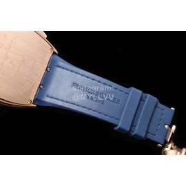 Franck Muller Diamond Dial Leather Strap Watch Rose Red