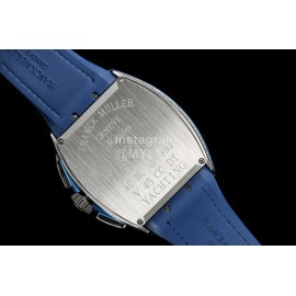 Franck Muller Diamond Dial Leather Strap Watch Silver