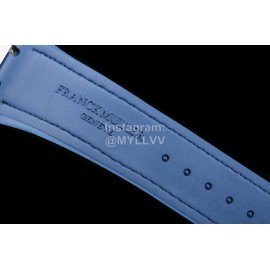 Franck Muller Diamond Dial Leather Strap Watch Silver