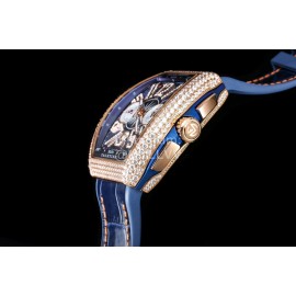 Franck Muller Fashion Diamond Dial Leather Strap Watch
