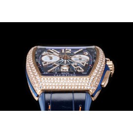 Franck Muller Fashion Diamond Dial Leather Strap Watch