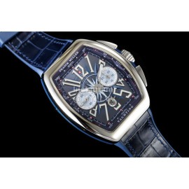 Franck Muller Roman Numeral Dial Rubber Strap Watch Silver