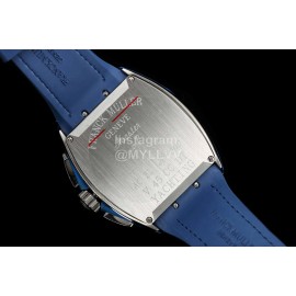 Franck Muller Roman Numeral Dial Rubber Strap Watch Silver