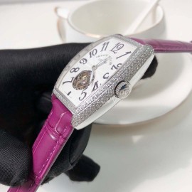 Franck Muller Cowhide Strap Roman Numeral Dial Watch Purple