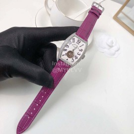 Franck Muller Cowhide Strap Roman Numeral Dial Watch Purple