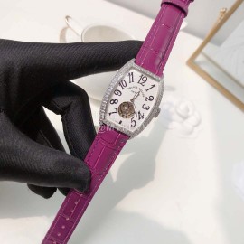 Franck Muller Cowhide Strap Roman Numeral Dial Watch Purple