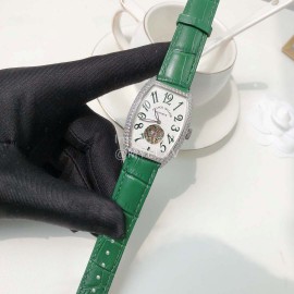 Franck Muller Cowhide Strap Roman Numeral Dial Watch Green