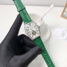 Franck Muller Cowhide Strap Roman Numeral Dial Watch Green
