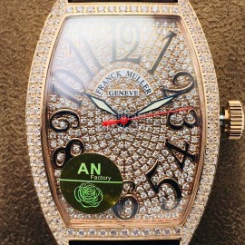 Franck Muller An Factory Diamond Dial Leather Strap Watch Gold