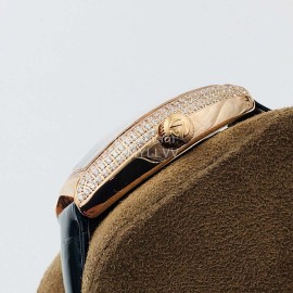 Franck Muller An Factory Diamond Dial Leather Strap Watch Gold