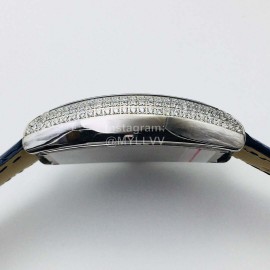 Franck Muller An Factory Diamond Dial Leather Strap Watch Silver