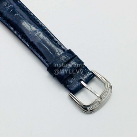 Franck Muller An Factory Diamond Dial Leather Strap Watch Silver