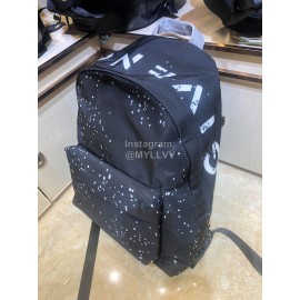 Givenchy White Polka Dot Letter Print Canvas Backpack Black