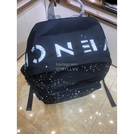 Givenchy White Polka Dot Letter Print Canvas Backpack Black