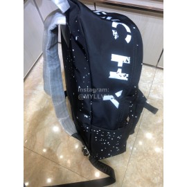 Givenchy White Polka Dot Letter Print Canvas Backpack Black