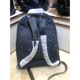 Givenchy White Polka Dot Letter Print Canvas Backpack Black