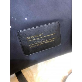 Givenchy White Polka Dot Letter Print Canvas Backpack Black