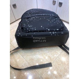 Givenchy White Polka Dot Letter Print Canvas Backpack Black