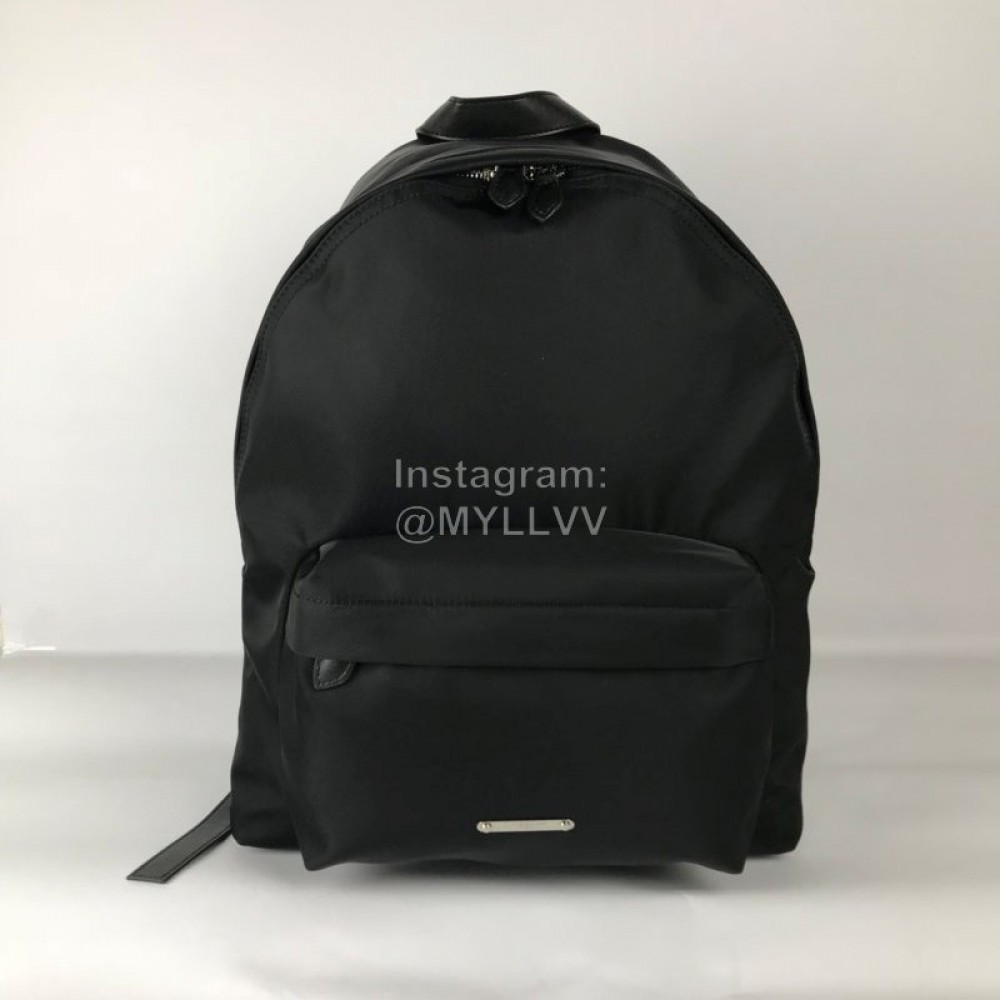 Givenchy Silver Metal Logo Canvas Backpack Black