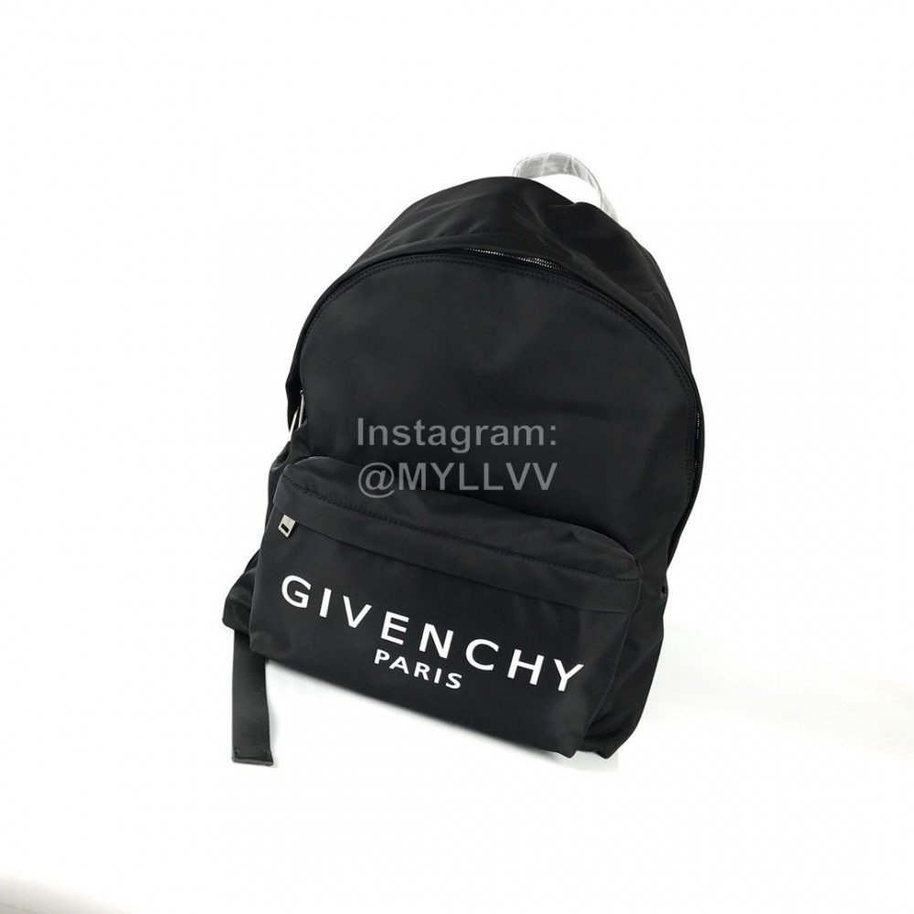 Givenchy White Letter Logo Canvas Backpack Black