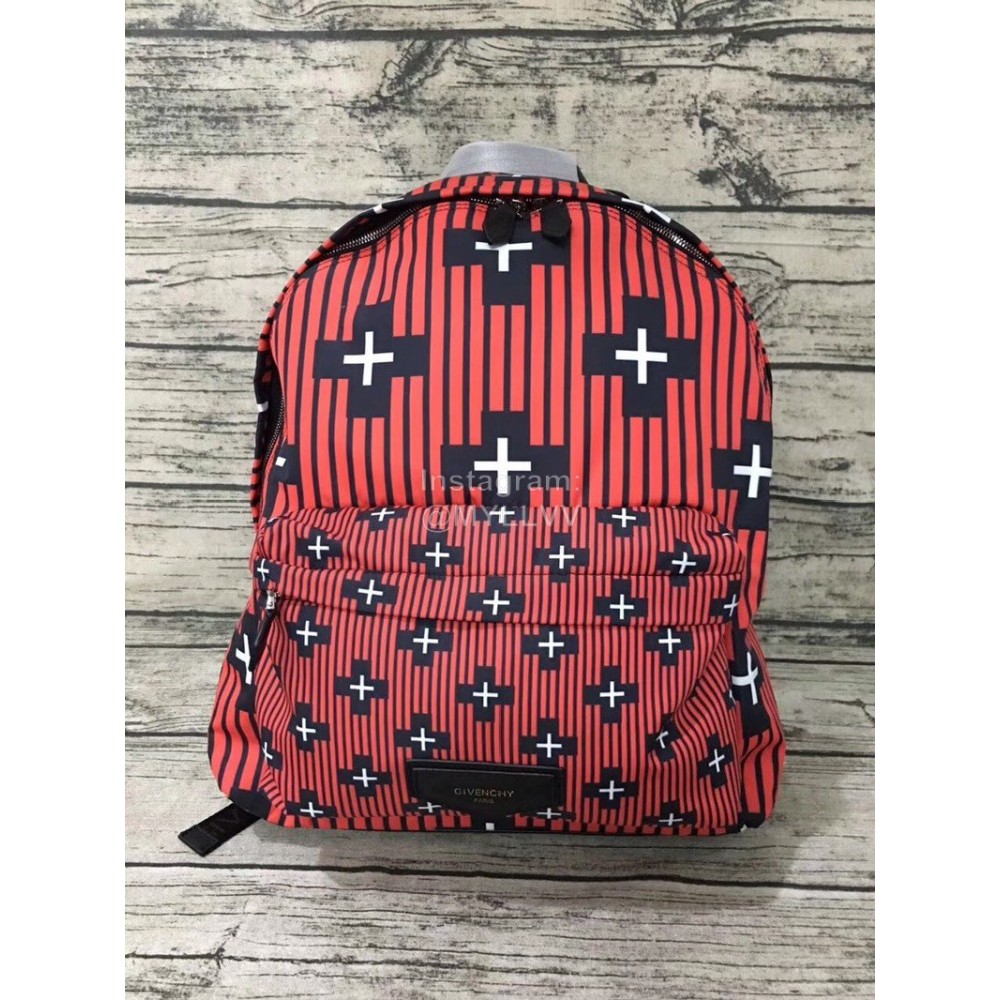 Givenchy Striped Star Pattern Cowhide Backpack Red
