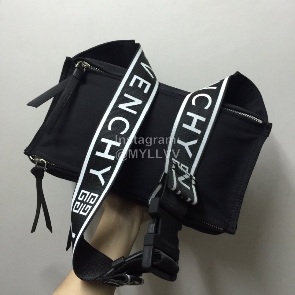 Givenchy White Striped Letters Fashion Men's Crossbody Shoulder Chest Bag Black